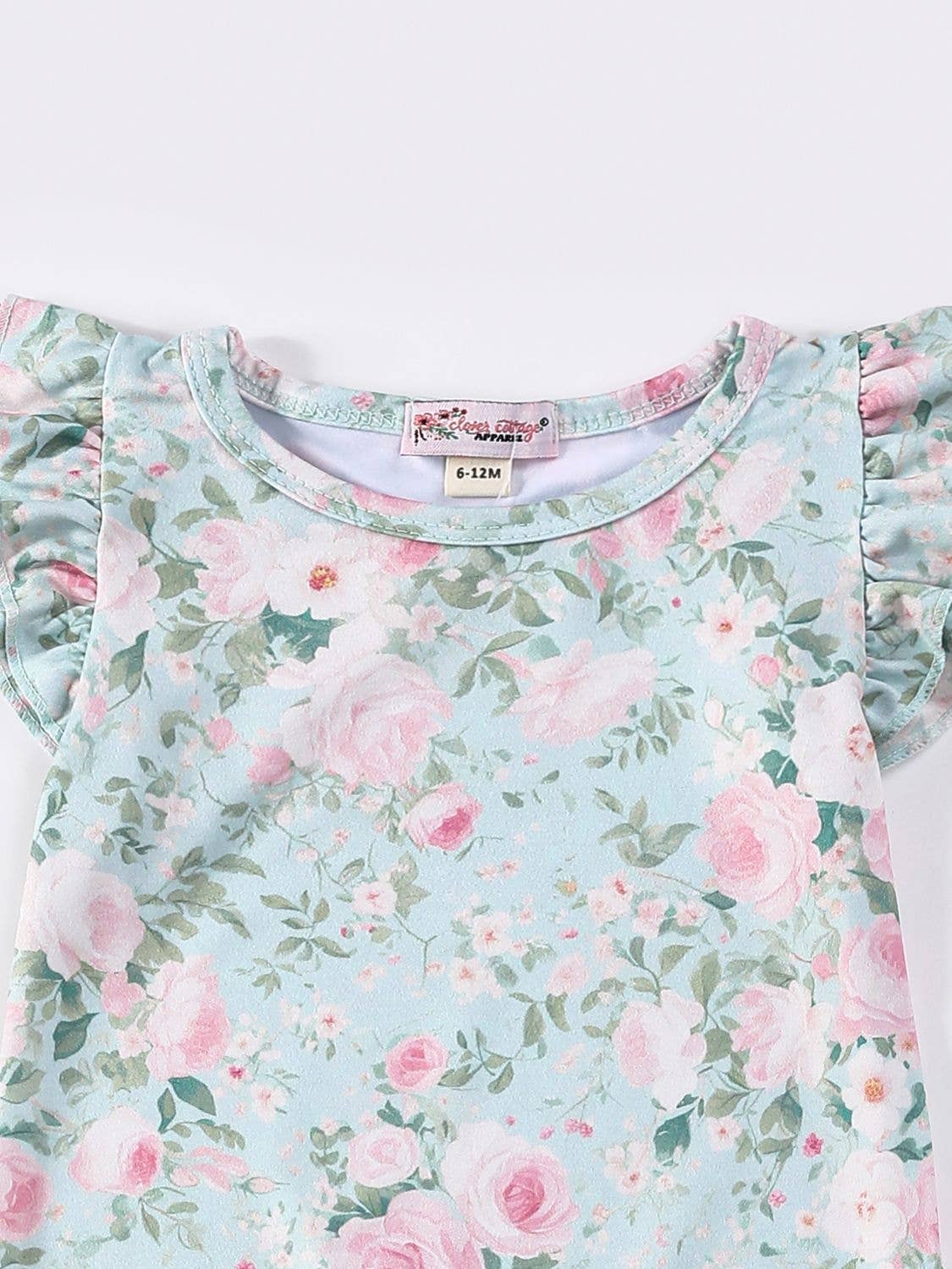 Rosebud Mint Baby Romper