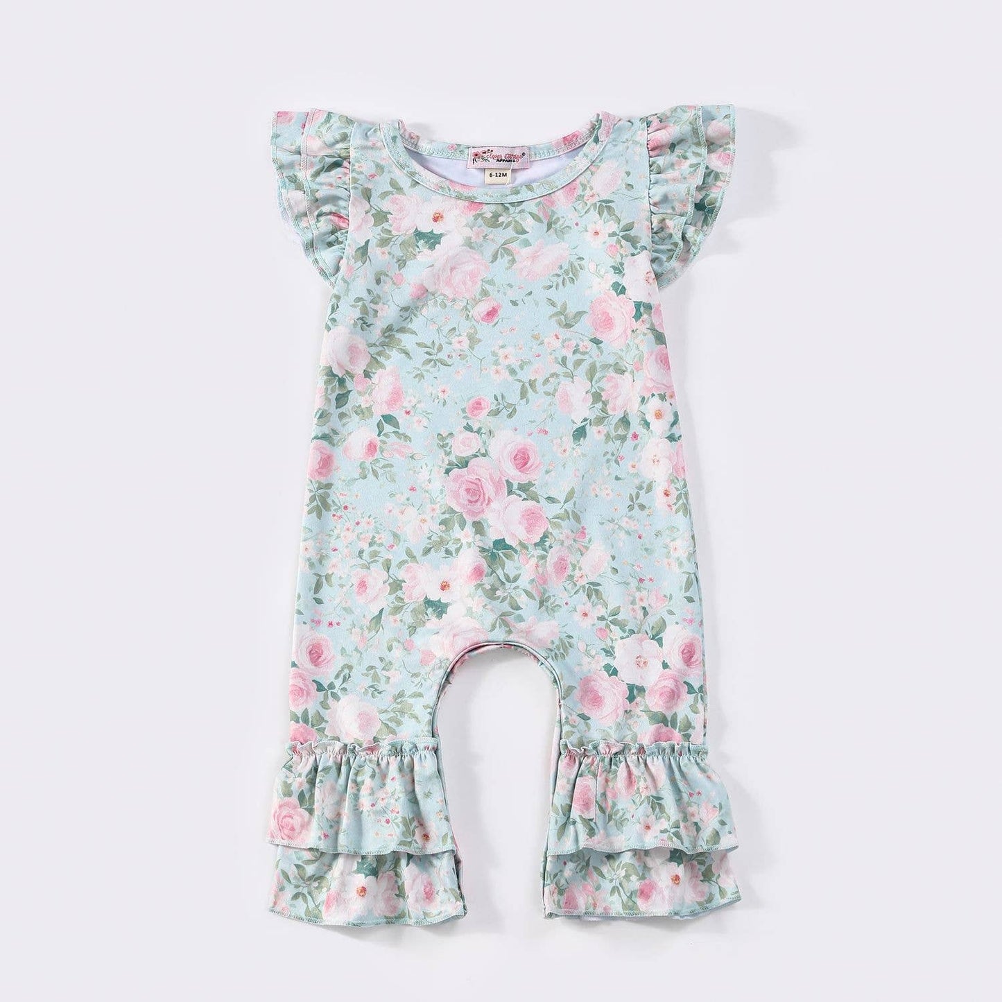 Rosebud Mint Baby Romper