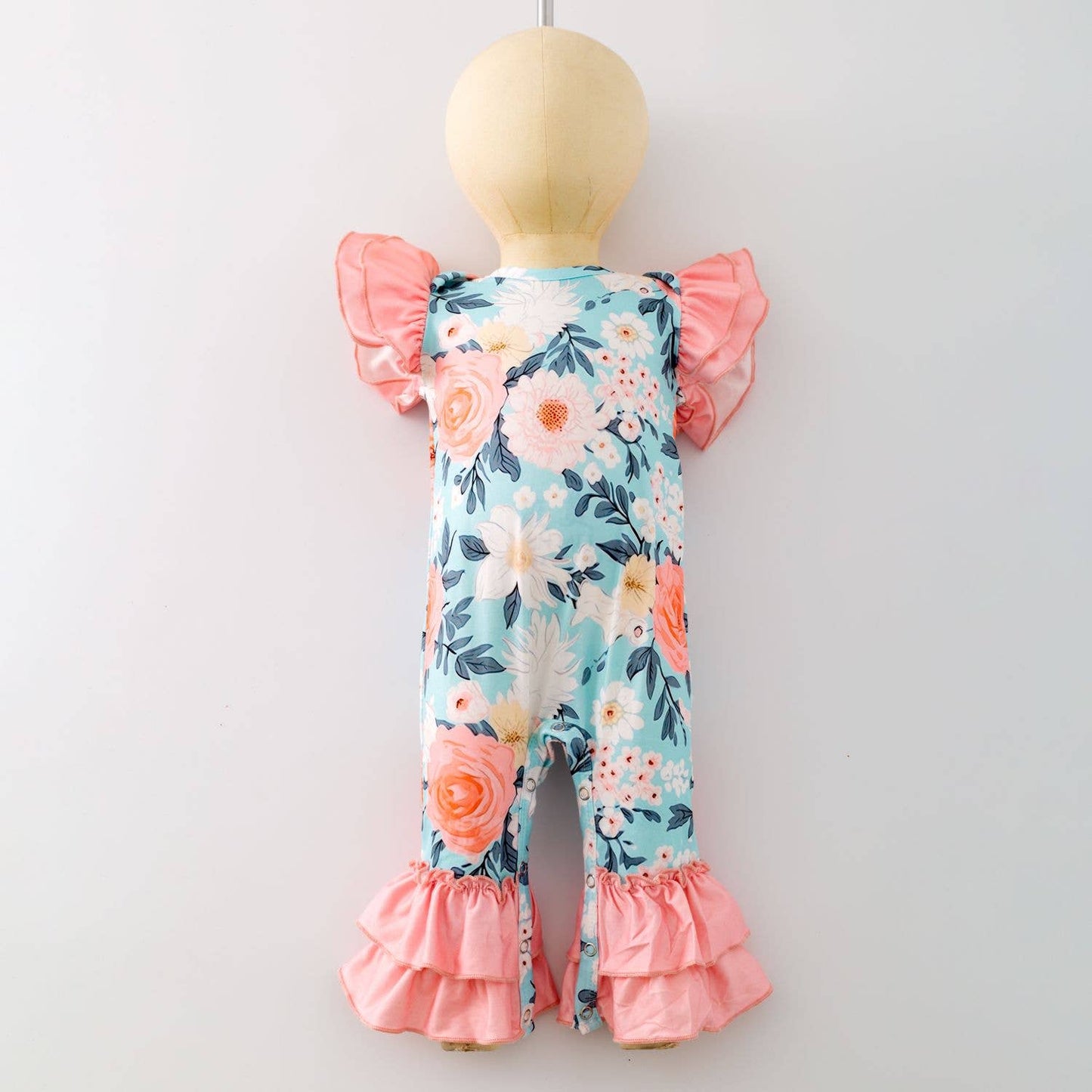 Aqua Peachy Petals Baby Romper