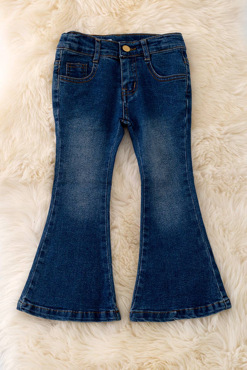 Dark blue denim w/ embroidered pocket.