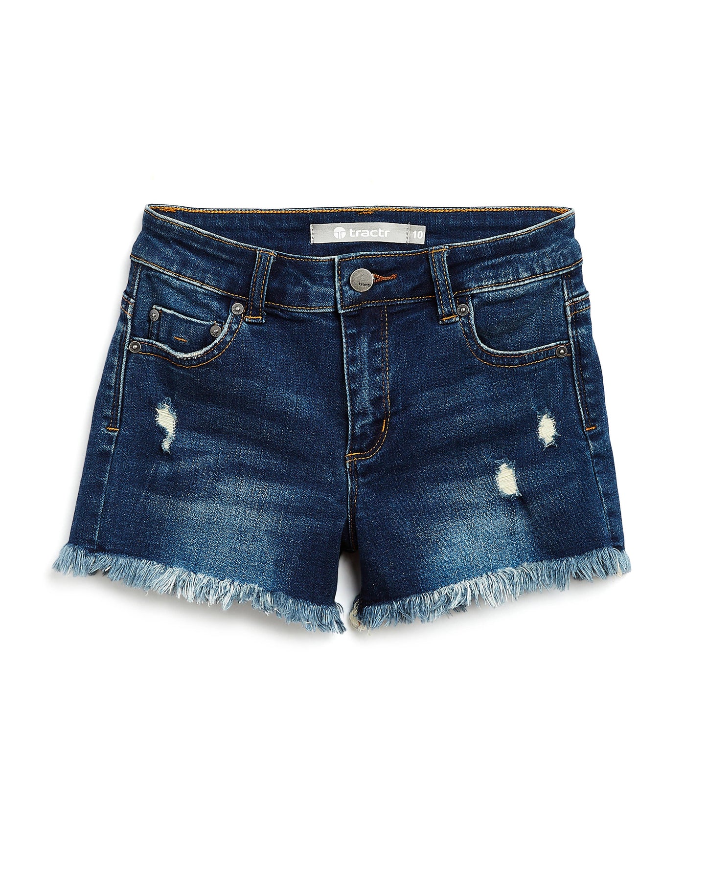 GIRLS-5 POCKETS FRAY SHORTS WITH DESTRUCTION