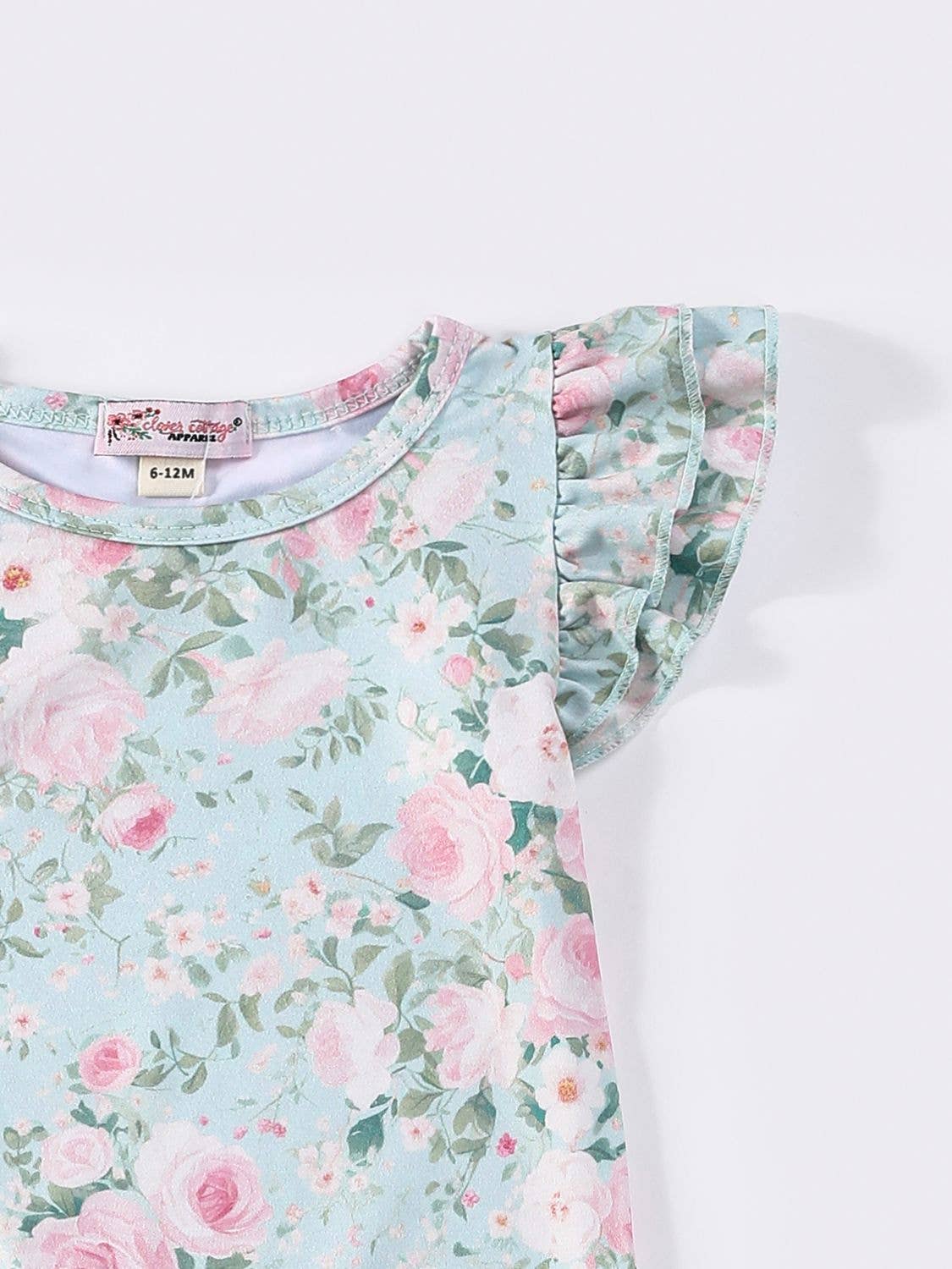 Rosebud Mint Baby Romper