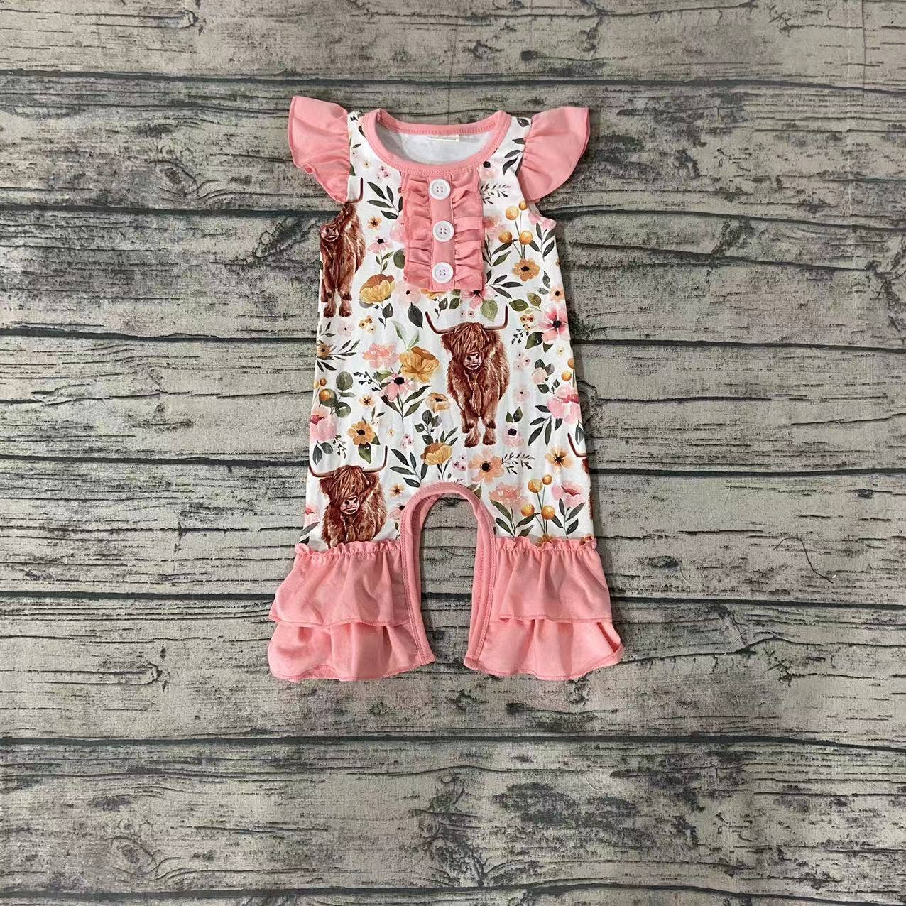 Baby girls western cow print romper