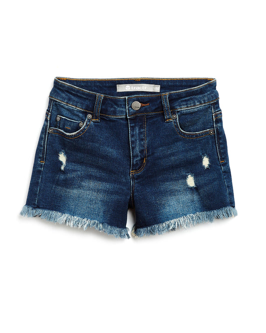 GIRLS-5 POCKETS FRAY SHORTS WITH DESTRUCTION