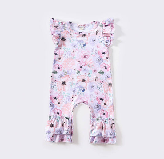 Flower Canvas Baby Romper